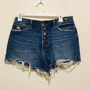 Abercrombie & Fitch HIGH RISE DENIM SHORTS